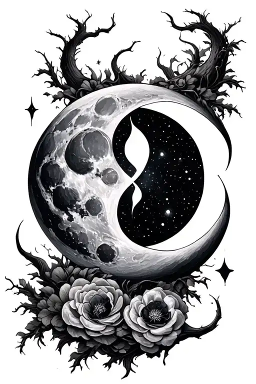 A Moon Merging Together With 111 Within An Infinity