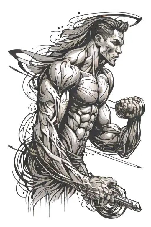 An Abstract Representation Of Strength And Determination In The Gym