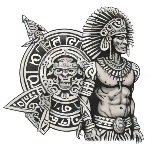 Aztec Man With Chicago Flag