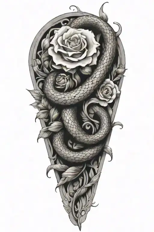 Flower And Snake Wrapped