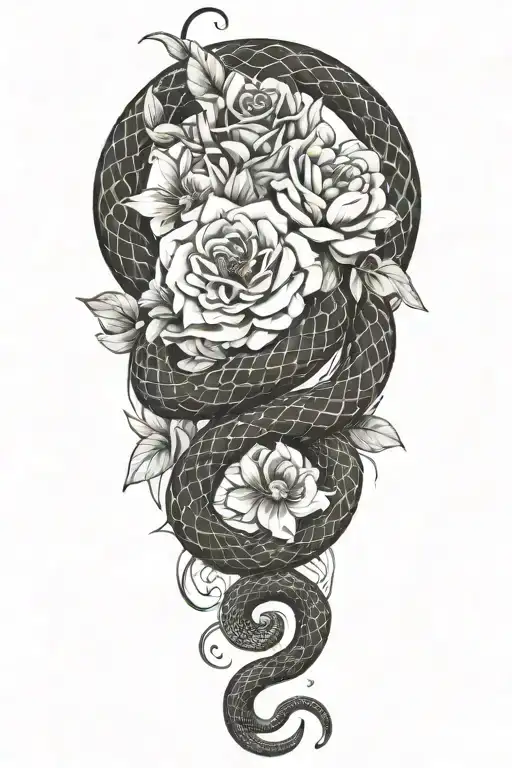 Flowers And Snake Wrapped Together