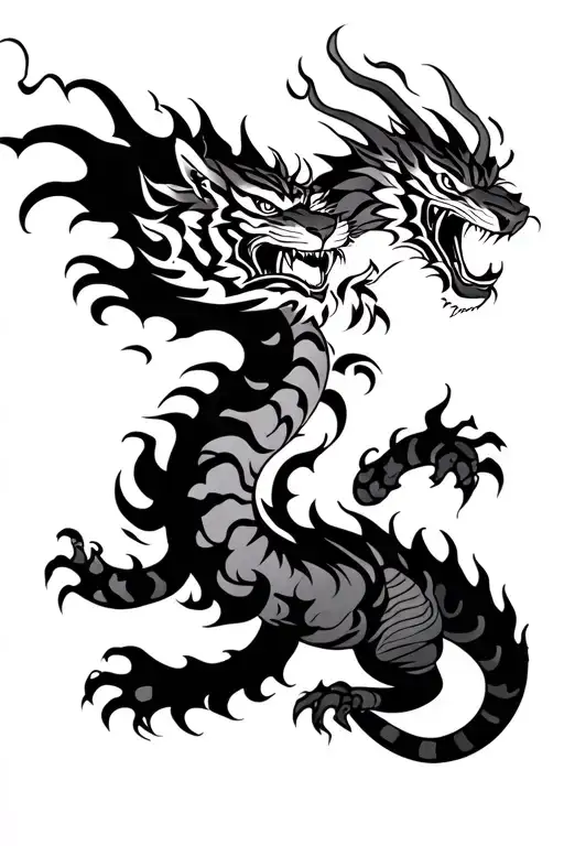 Yakuza Tiger And Dragon Breathing Fire