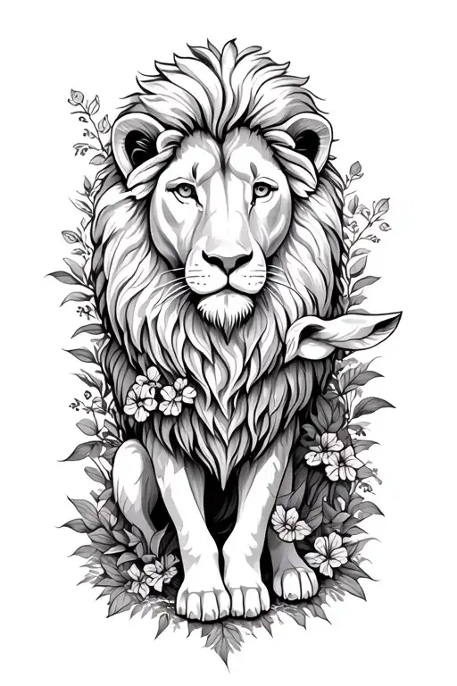 Lion Lamb And Tomb Overgrown Into A Garden