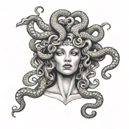 Medusa Snakes On Head Posing With Her Hand