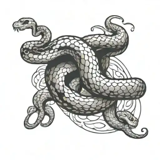 Snakes With Tail Coil Machine Hanging Black And White