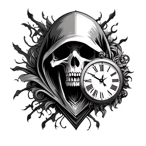 Reaper And Clock Face