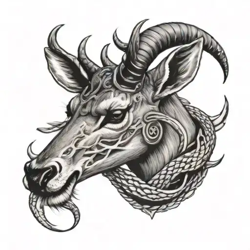 A Deer Eating A Black Mamba Snake Wrapped