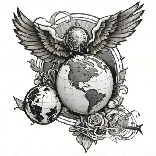 A Symbol Of Freedom Incorporating Wings And A Globe
