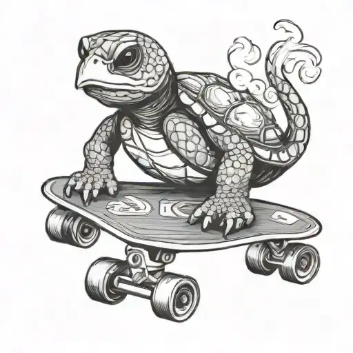 Turtle Riding A Skateboard And Smoking A Cigarette