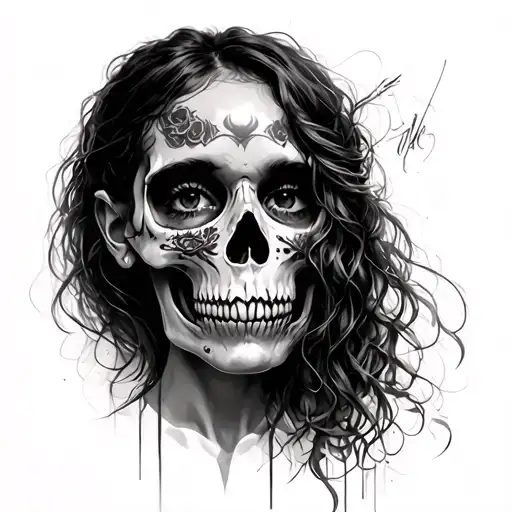 Jenna Ortega Half Skull Face