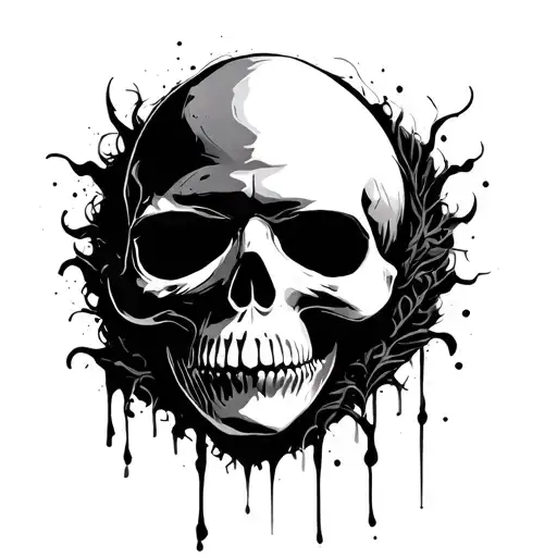 Skull Hiding Behind A Mask While Crying