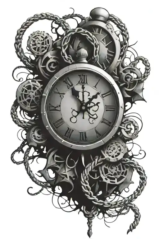 Kurapika Chain Wrapped Around Broken Clock