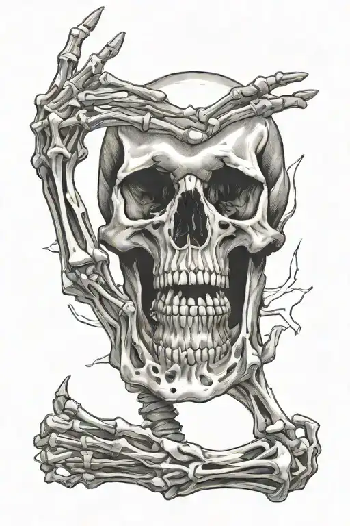 Skeleton Bone Hand With Number 5 In The Middle