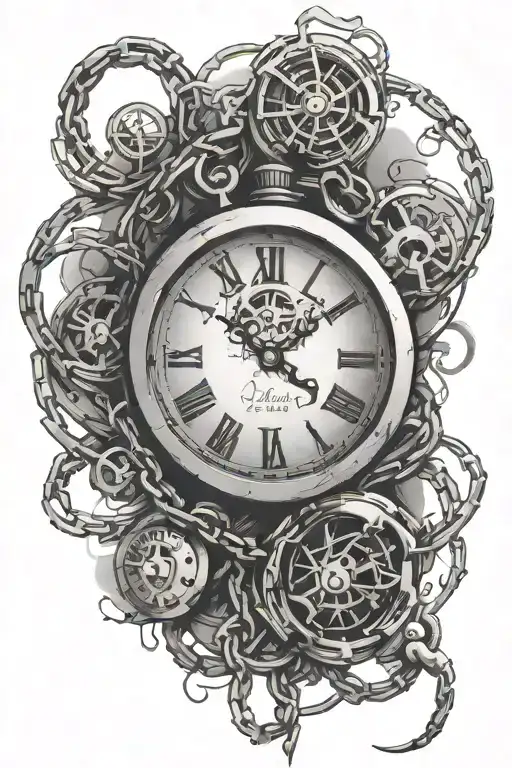 Kurapika Chain Wrapped Around Broken Clock