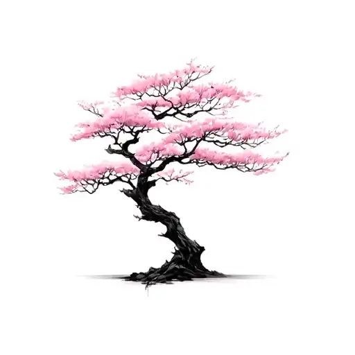 Sakura Tree On Brushes And Fingers
