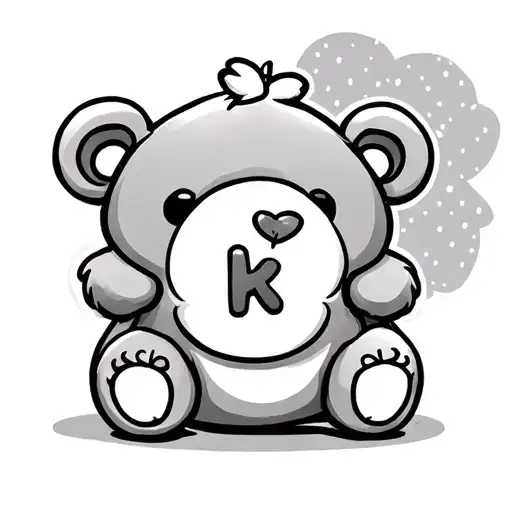 Cute Teddy Bear With K On Its Belly
