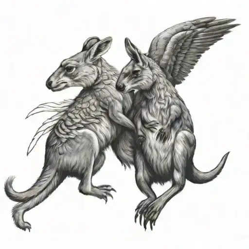 Kangaroo And Eagle Fighting