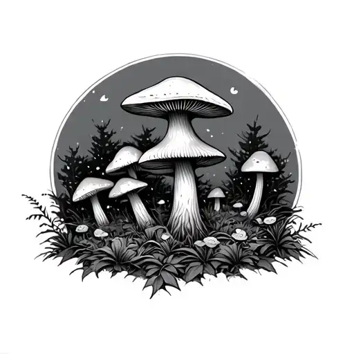 Mushroom Forest Scene Inspired