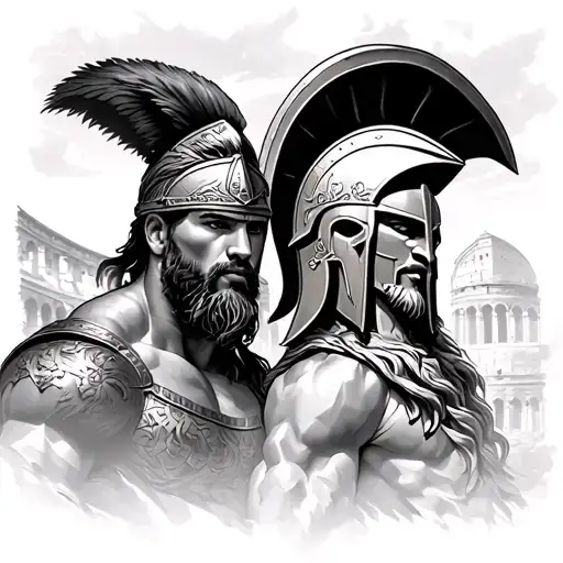 Spartan And Zeus With Colosseum In The Background