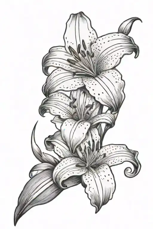 Lily With Stem That Has A Moon On The Back Ground