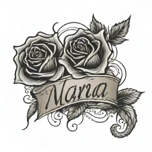 Rip Nana In Cursive With Rose Wrapped