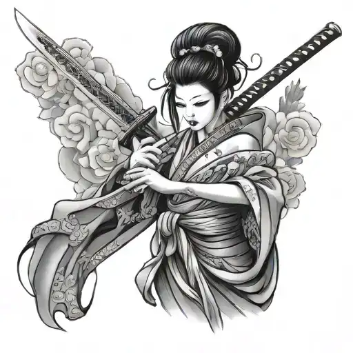 Gothic Geisha And Katana