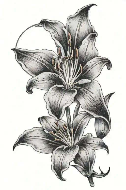 Lily With Stem With Moon Behind