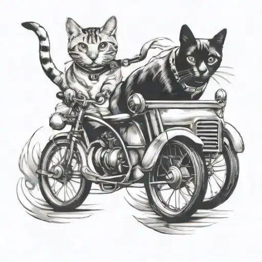 Create A Tattoo Featuring A Cat And Dog Racing In A Car