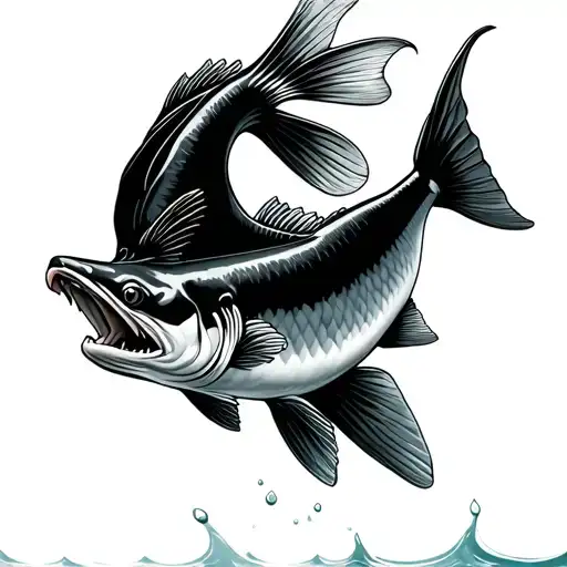 Catfish Jumping Out Of Water