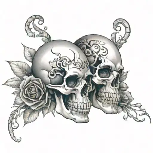Skull And Rosse With Nidhi Name Intertwined