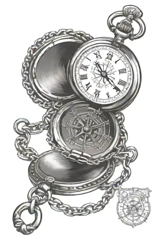 Pocket Watch Compass With Chain