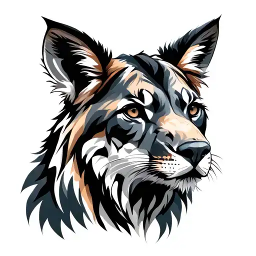 Patchwork Tattoo Design Featuring An Animal