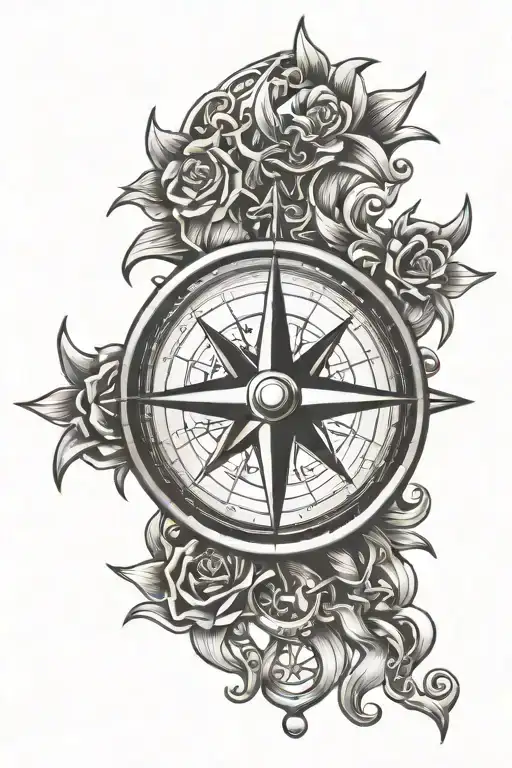 Compass Rose Hanging In Chain