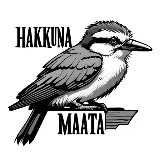 Kookaburra Sitting On The Words Hakuna Matata