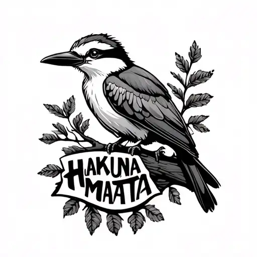 Kookaburra Sitting On The Words Hakuna Matata Branch