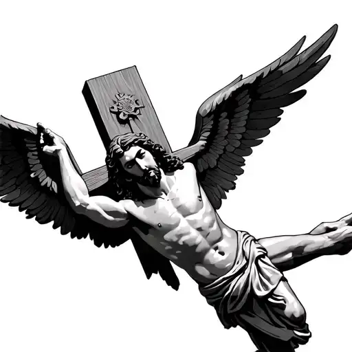 Jesus Crucified On Cross With Wings