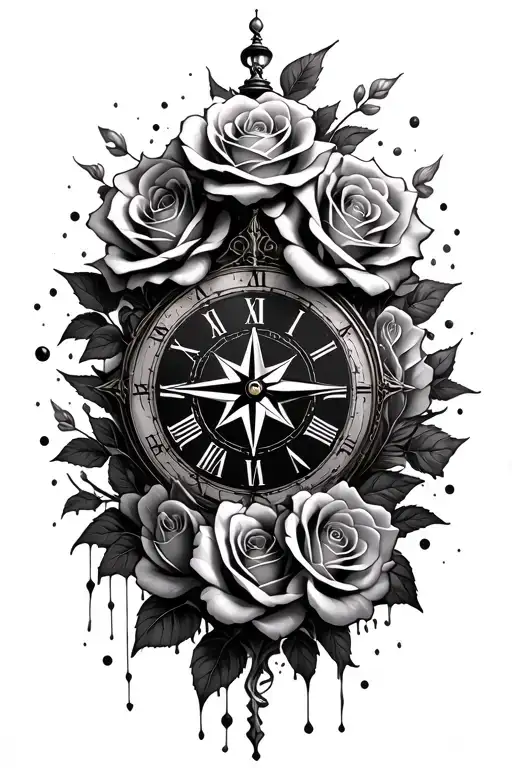 Roses Compass Clock Melting