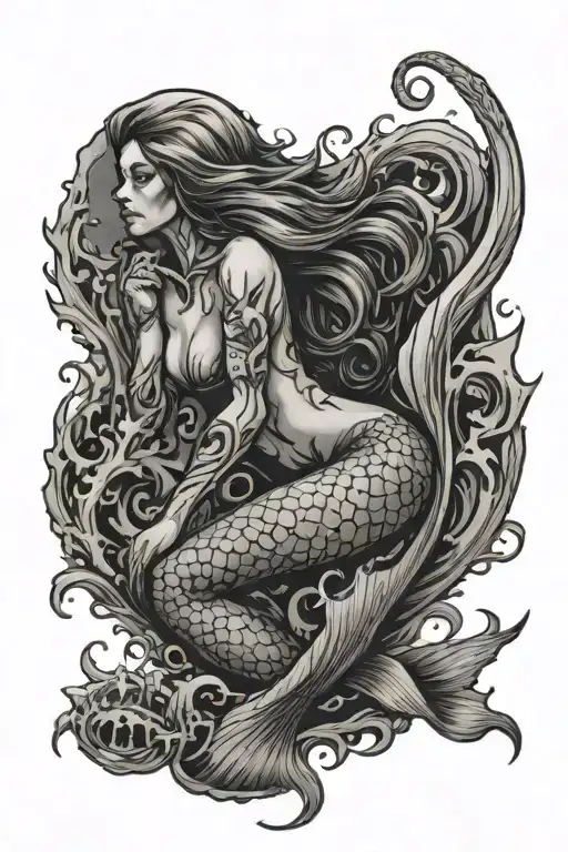 Evil Mermaid Sitting Bone Tearing Through Skin