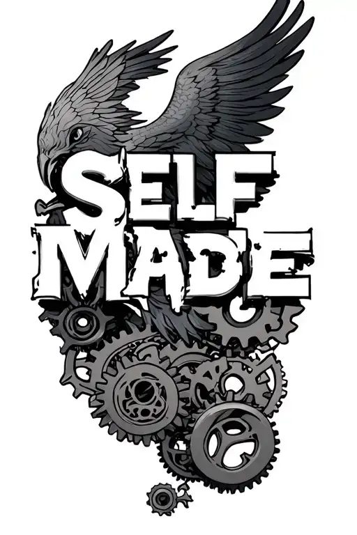 Self Made Word With Gears And Phoenix