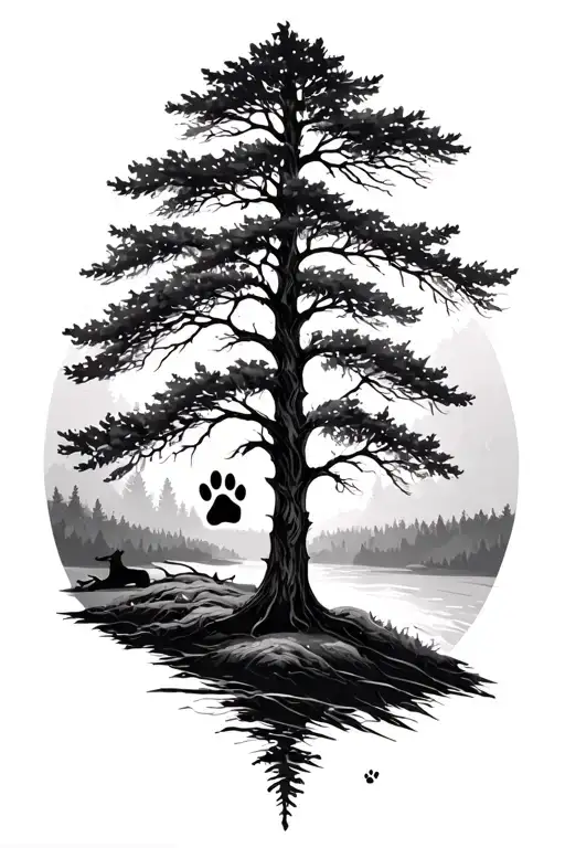 Aspen Tree With Dog Paw Print