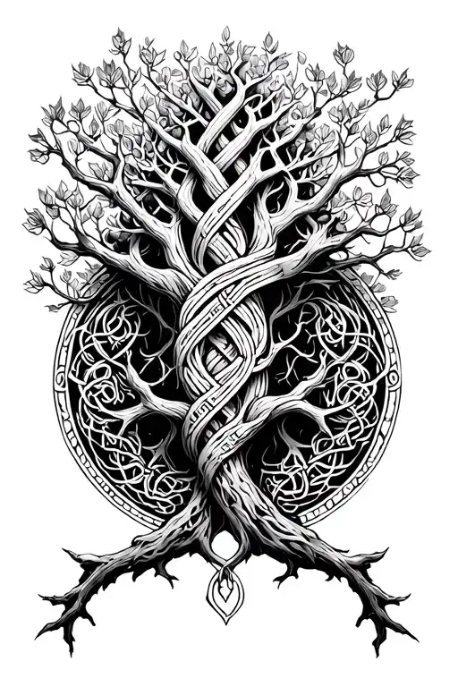 Rolquet With A Nordic Node Woven Into The Branches Of Igdrasil