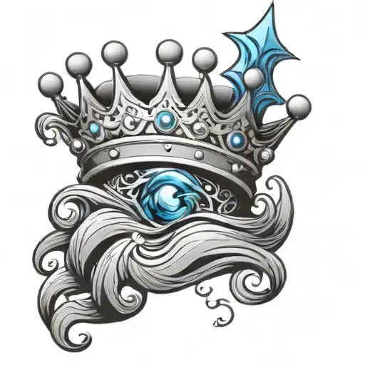 Crown With A Blue Ocean Wave