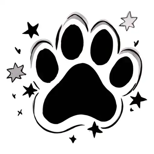 Stars Dog Paw Print Surrounded