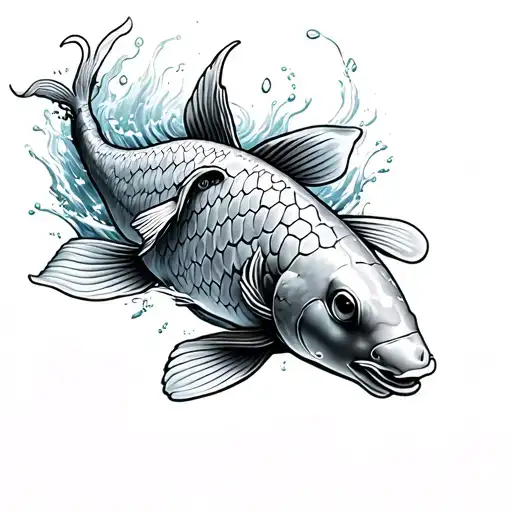 Koi Fish Swimming Upstream