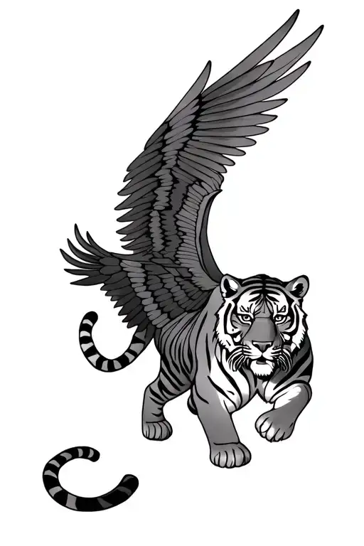 Tiger With Wings Spread Wide