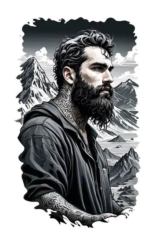 Mountain And Man Wearing