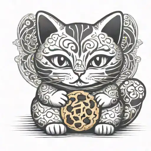 Lucky Cat Holding A Cookie