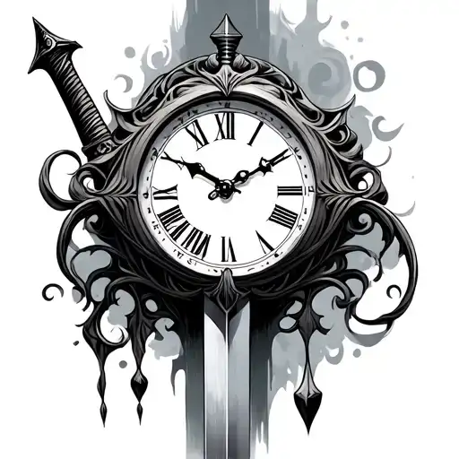 Clock With Sword Piercing