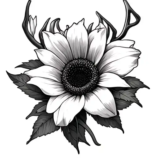 Deer Doe Tulips Sunflowers Lilly