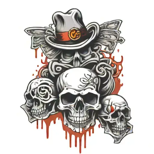 Blood Money Words With Skull And Bloody Money